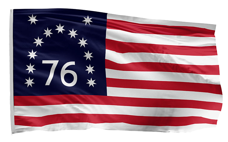 The Bennington flag is a version of the U.S. flag associated with the American Revolution Battle of Bennington. Its distinguishing feature a large '76' in the canton, a reference to the year 1776 when the Declaration of Independence was signed